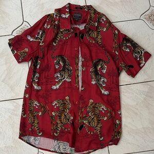 Guess Men's Red Tiger Graphic Shirt